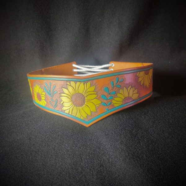 Women's Leather Waist Belt with Sunflower Design – Adjustable Corset Style - Image 8