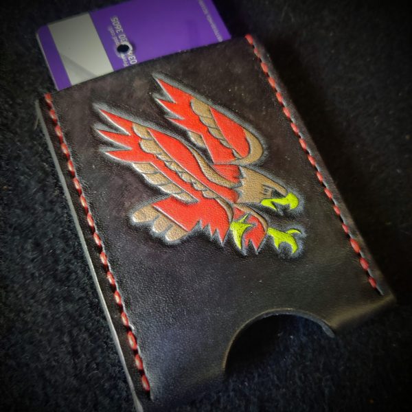 Leather Card Wallet Traditional Eagle Tattoo - Image 3