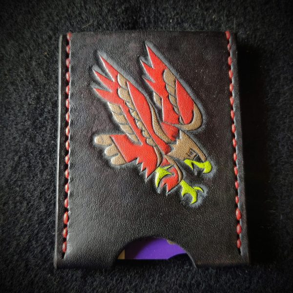 Leather Card Wallet Traditional Eagle Tattoo - Image 2