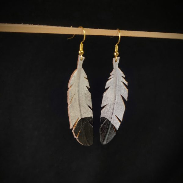 Handcrafted Leather Feather Earrings – Lightweight, Boho Style - Image 5