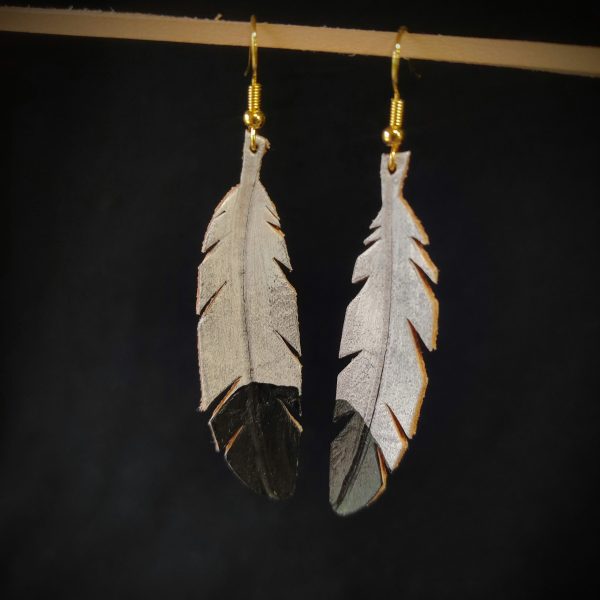 Handcrafted Leather Feather Earrings – Lightweight, Boho Style - Image 2