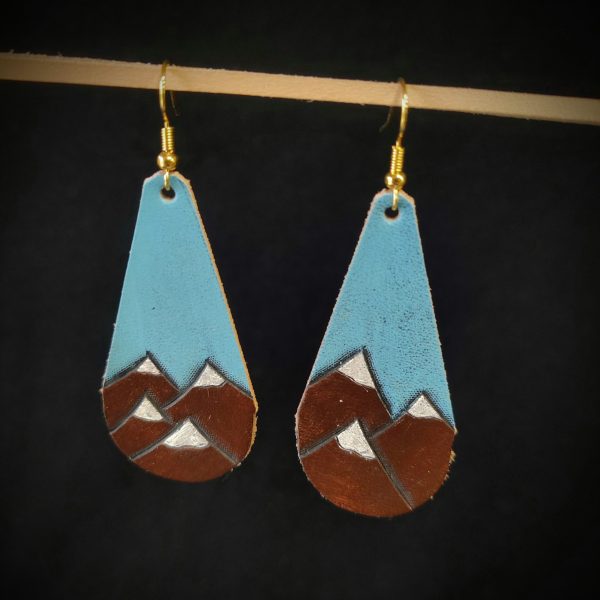 Handcrafted Leather Mountain Earrings – Nature-Inspired Jewelry - Image 2