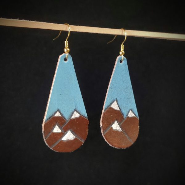 Handcrafted Leather Mountain Earrings – Nature-Inspired Jewelry - Image 3