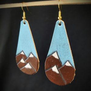 Handcrafted Leather Mountain Earrings – Nature-Inspired Jewelry