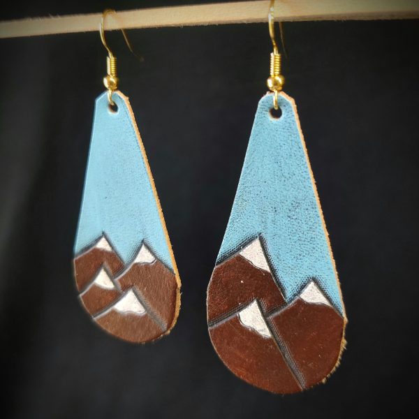 Handcrafted Leather Mountain Earrings – Nature-Inspired Jewelry