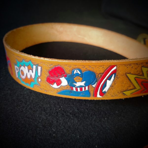 Retro Marvel Comic Handmade Leather Belt - Image 3